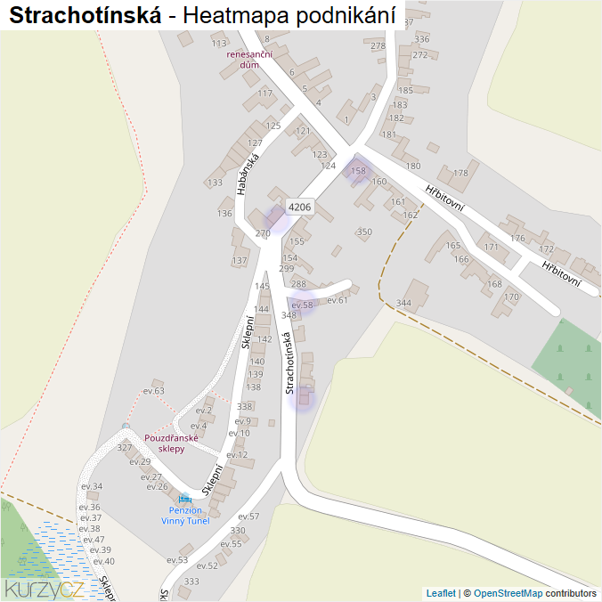 Mapa Strachotínská - Firmy v ulici.