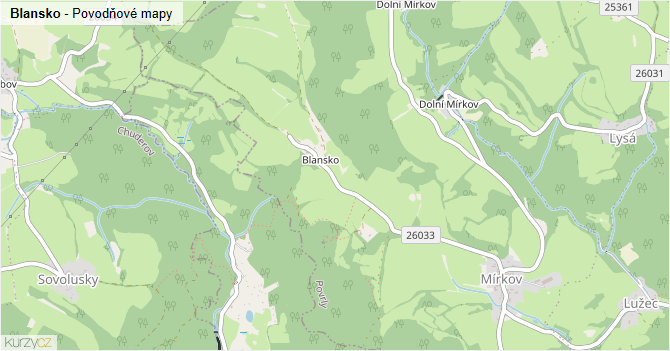 Blansko - záplavové mapy stoleté vody
