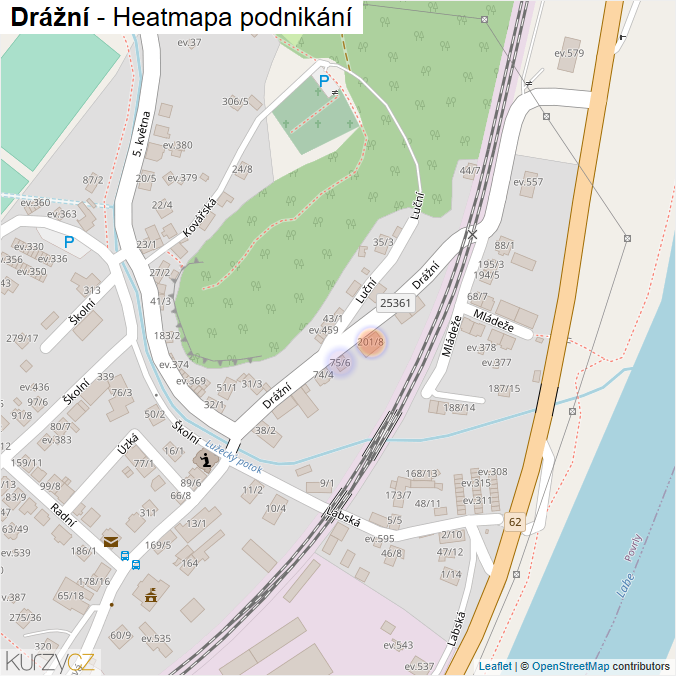 Mapa Drážní - Firmy v ulici.