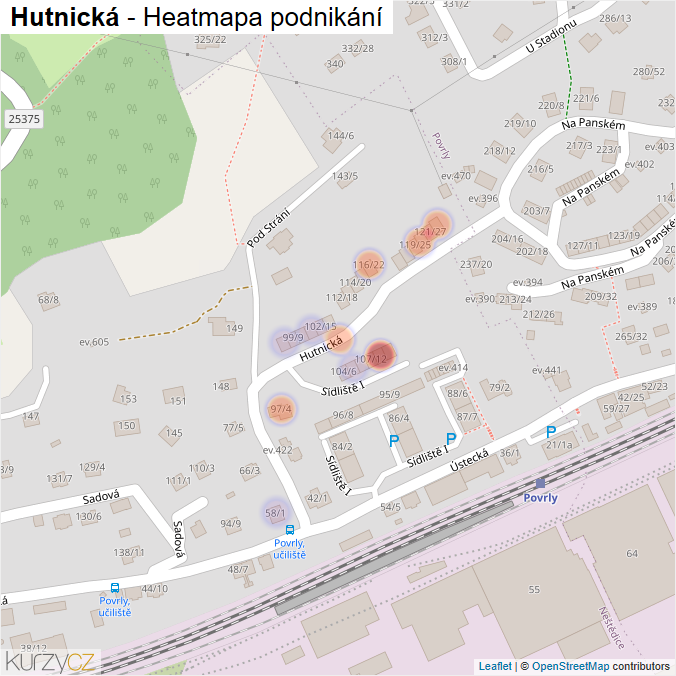 Mapa Hutnická - Firmy v ulici.
