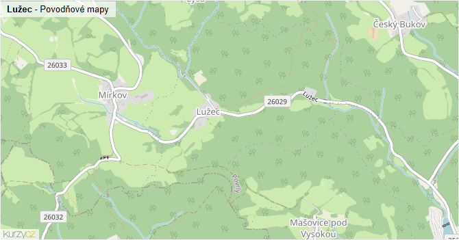 Lužec - záplavové mapy stoleté vody