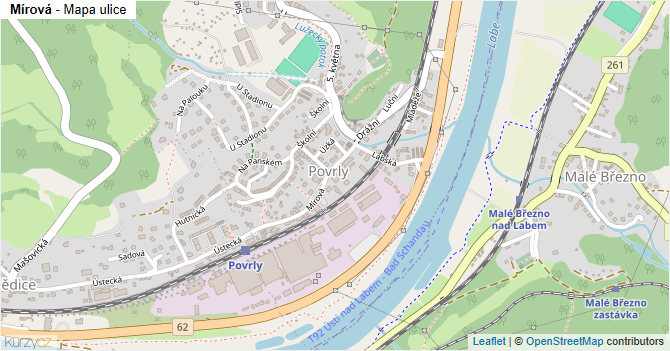 Mírová - mapa ulice