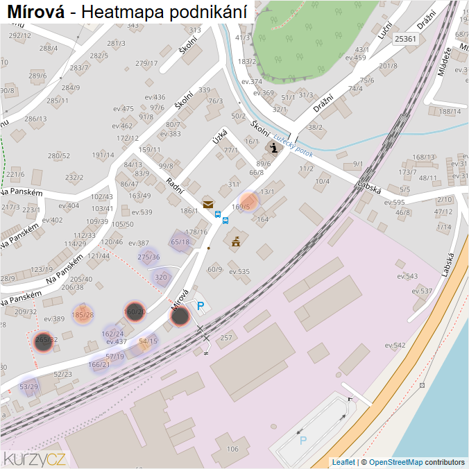 Mapa Mírová - Firmy v ulici.