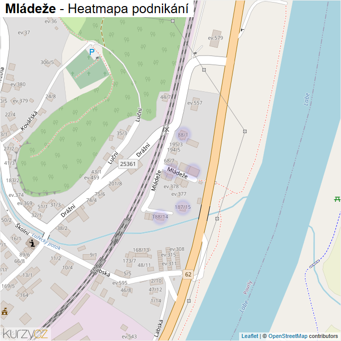 Mapa Mládeže - Firmy v ulici.