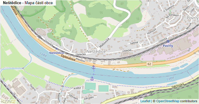 Neštědice - mapa části obce