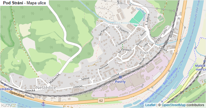 Pod Strání - mapa ulice