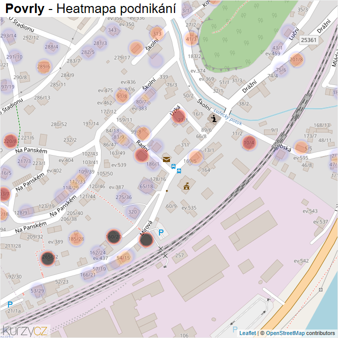 Mapa Povrly - Firmy v části obce.