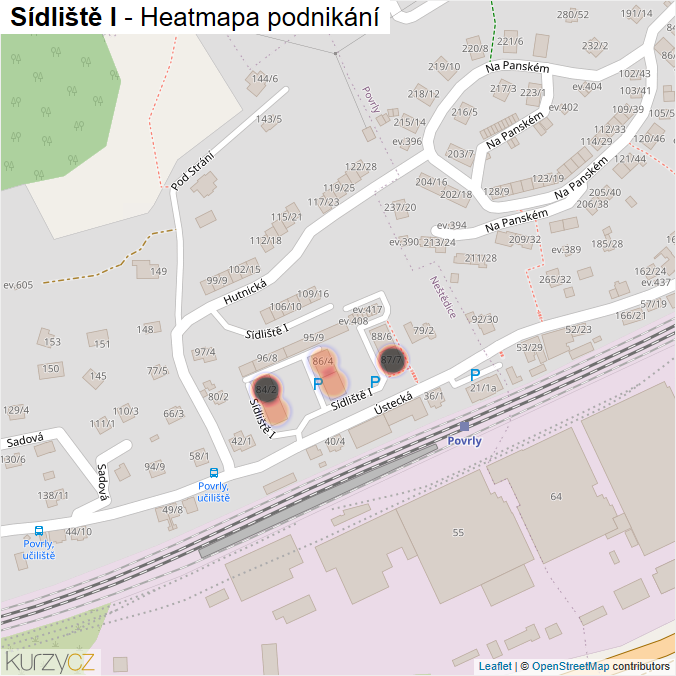 Mapa Sídliště I - Firmy v ulici.