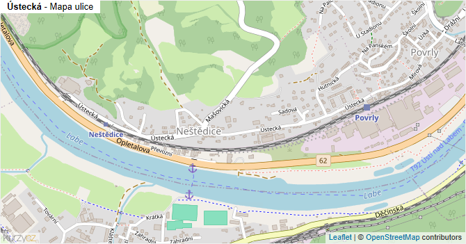 Ústecká - mapa ulice