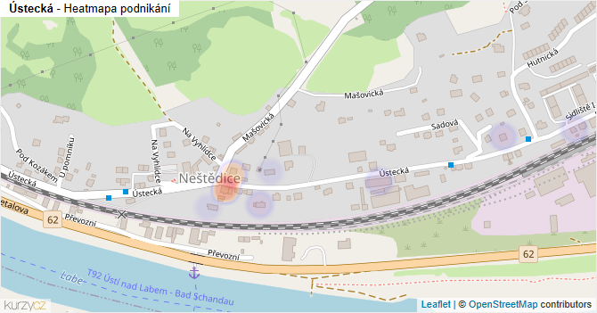 Ústecká - mapa podnikání