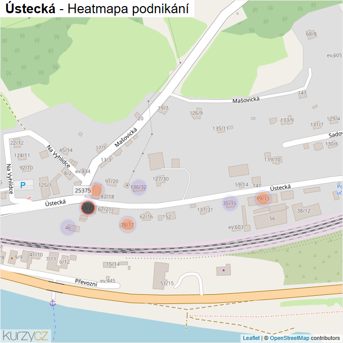 Mapa Ústecká - Firmy v ulici.
