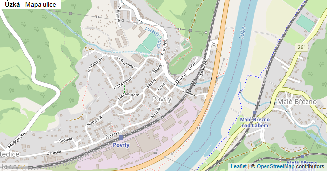 Úzká - mapa ulice