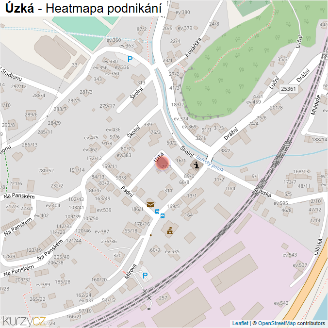 Mapa Úzká - Firmy v ulici.