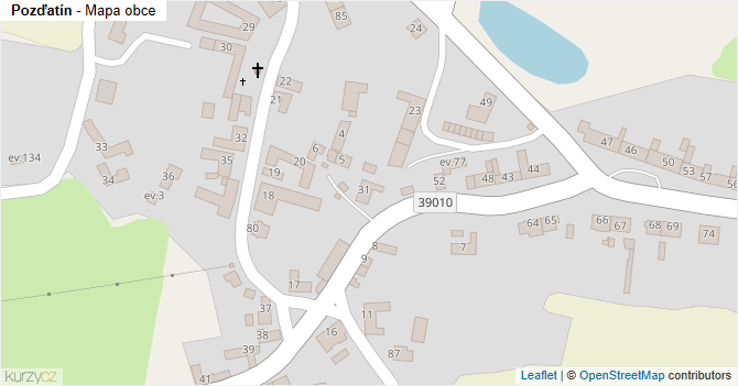 Pozďatín - mapa obce