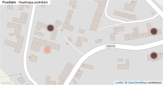 Pozďatín - mapa podnikání