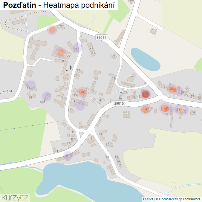 Mapa Pozďatín - Firmy v části obce.