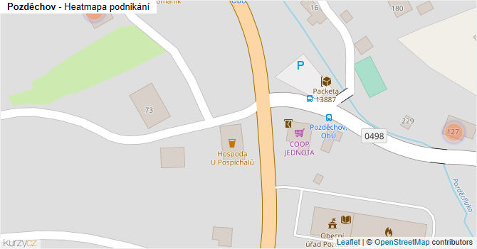 Pozděchov - mapa podnikání