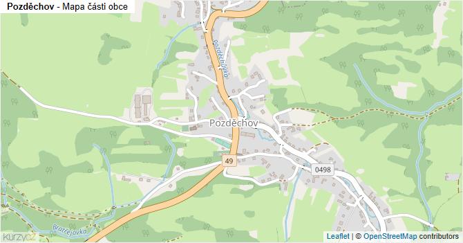 Pozděchov - mapa části obce