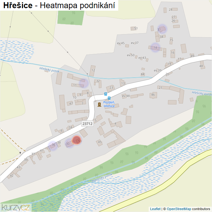 Mapa Hřešice - Firmy v části obce.