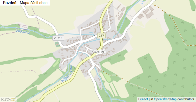 Pozdeň - mapa části obce