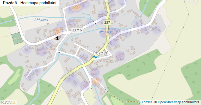 Pozdeň - mapa podnikání