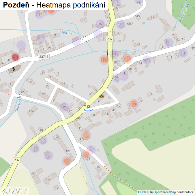Mapa Pozdeň - Firmy v části obce.