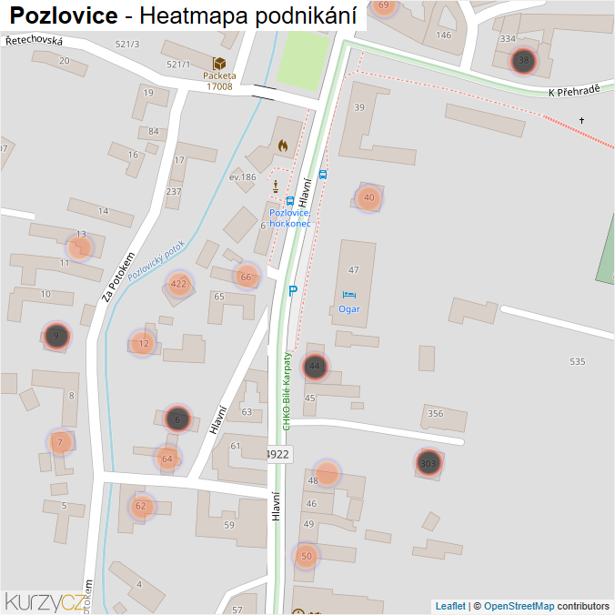 Mapa Pozlovice - Firmy v obci.