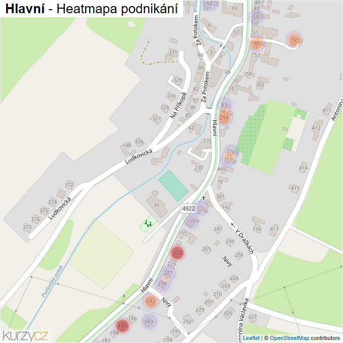 Mapa Hlavní - Firmy v ulici.