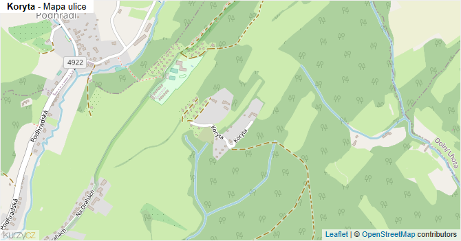 Koryta - mapa ulice