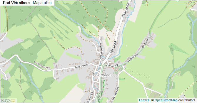 Pod Větrníkem - mapa ulice