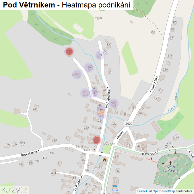 Mapa Pod Větrníkem - Firmy v ulici.