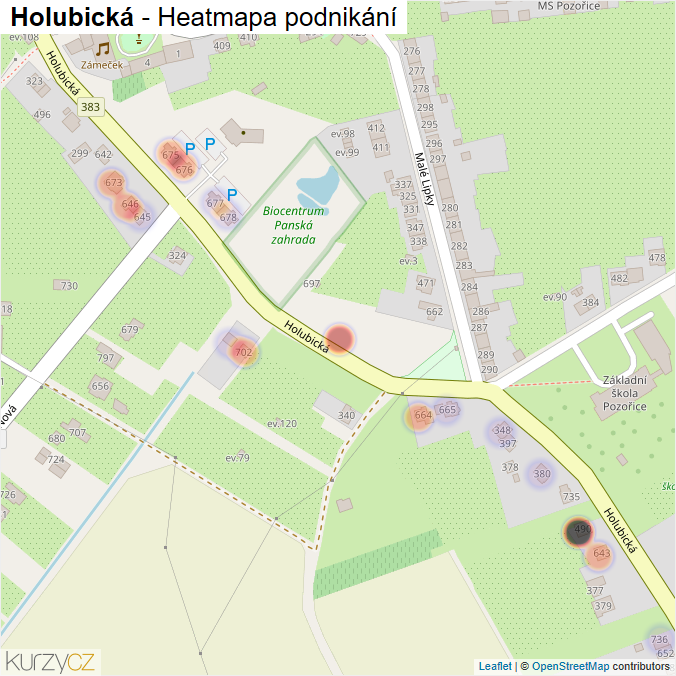 Mapa Holubická - Firmy v ulici.
