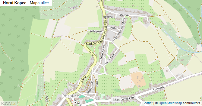 Horní Kopec - mapa ulice