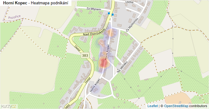Horní Kopec - mapa podnikání