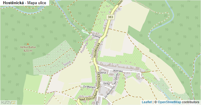 Hostěnická - mapa ulice