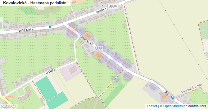 Kovalovická - mapa podnikání