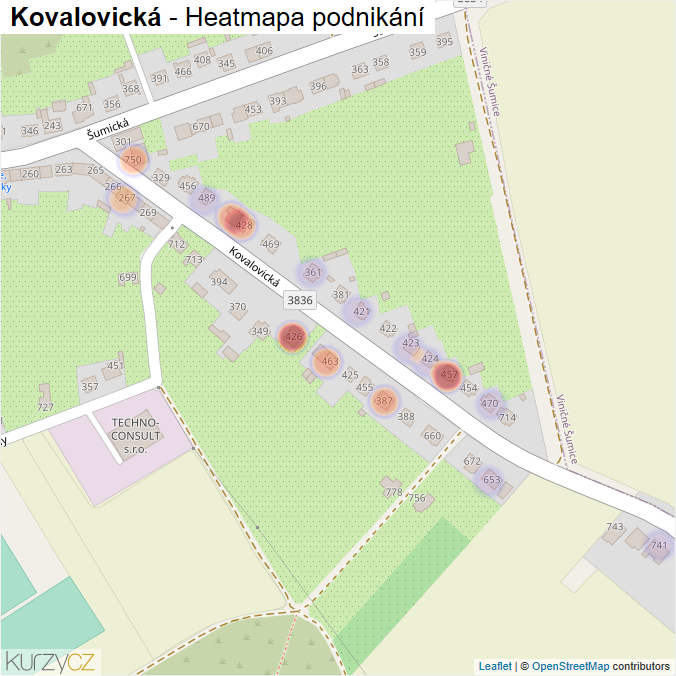 Mapa Kovalovická - Firmy v ulici.