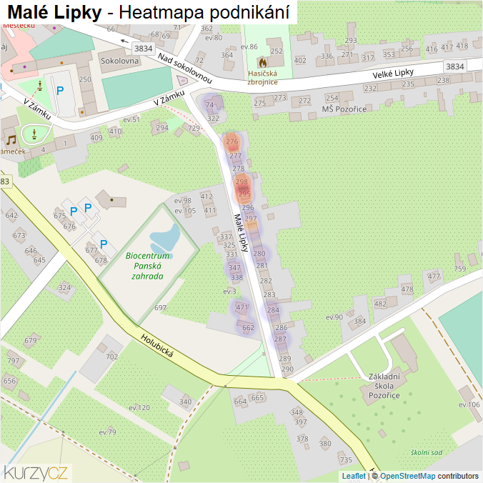 Mapa Malé Lipky - Firmy v ulici.
