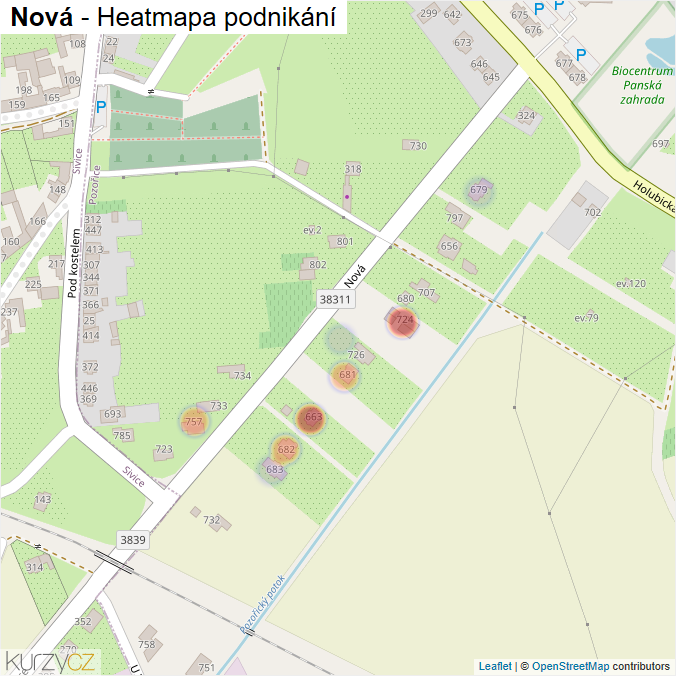 Mapa Nová - Firmy v ulici.