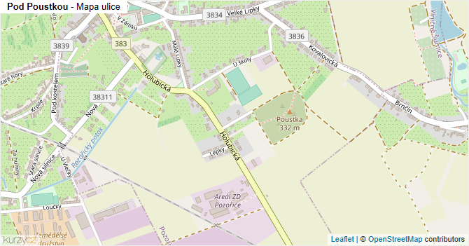 Pod Poustkou - mapa ulice