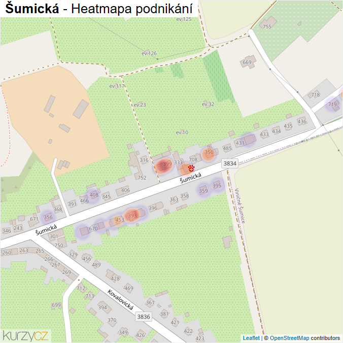 Mapa Šumická - Firmy v ulici.