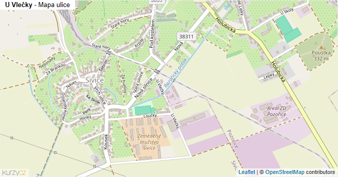 U Vlečky - mapa ulice