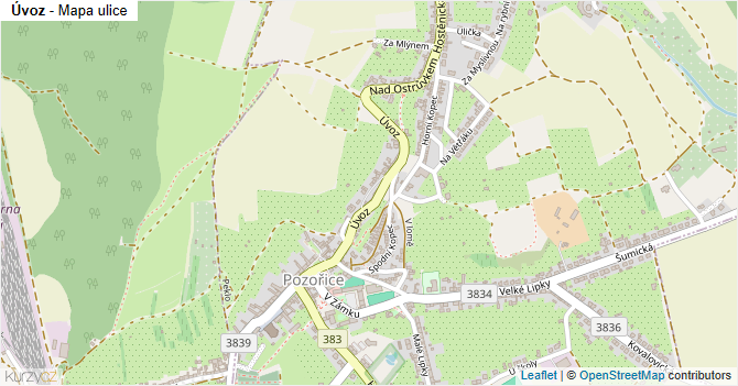 Úvoz - mapa ulice