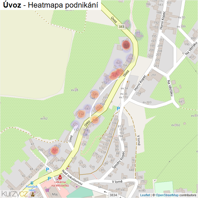 Mapa Úvoz - Firmy v ulici.