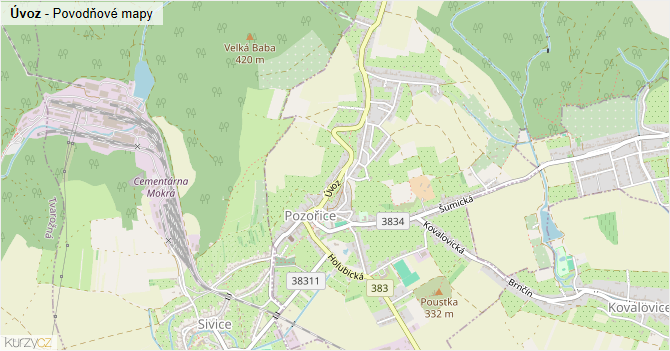 Úvoz - záplavové mapy stoleté vody