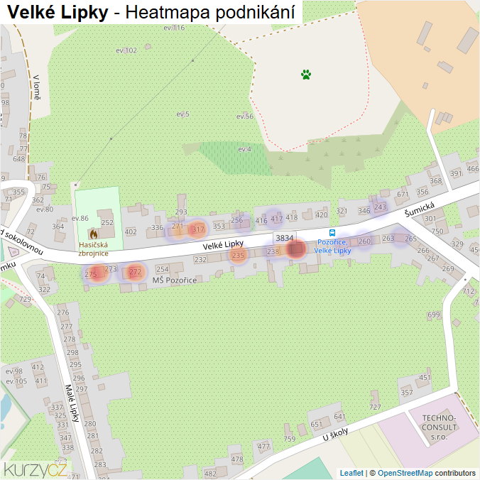 Mapa Velké Lipky - Firmy v ulici.