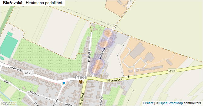 Blažovská - mapa podnikání