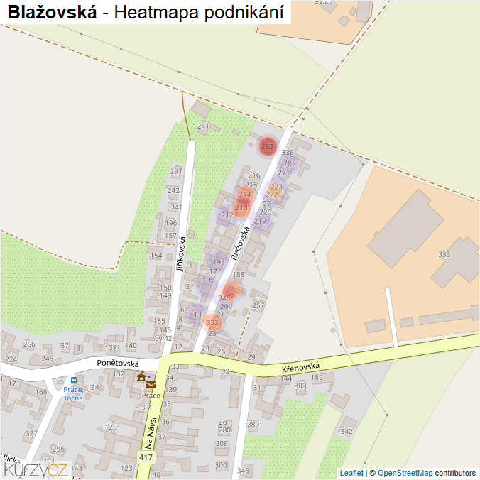 Mapa Blažovská - Firmy v ulici.