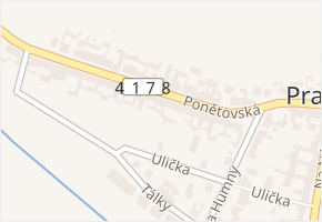 Ponětovská v obci Prace - mapa ulice