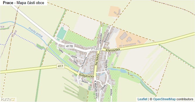 Prace - mapa části obce